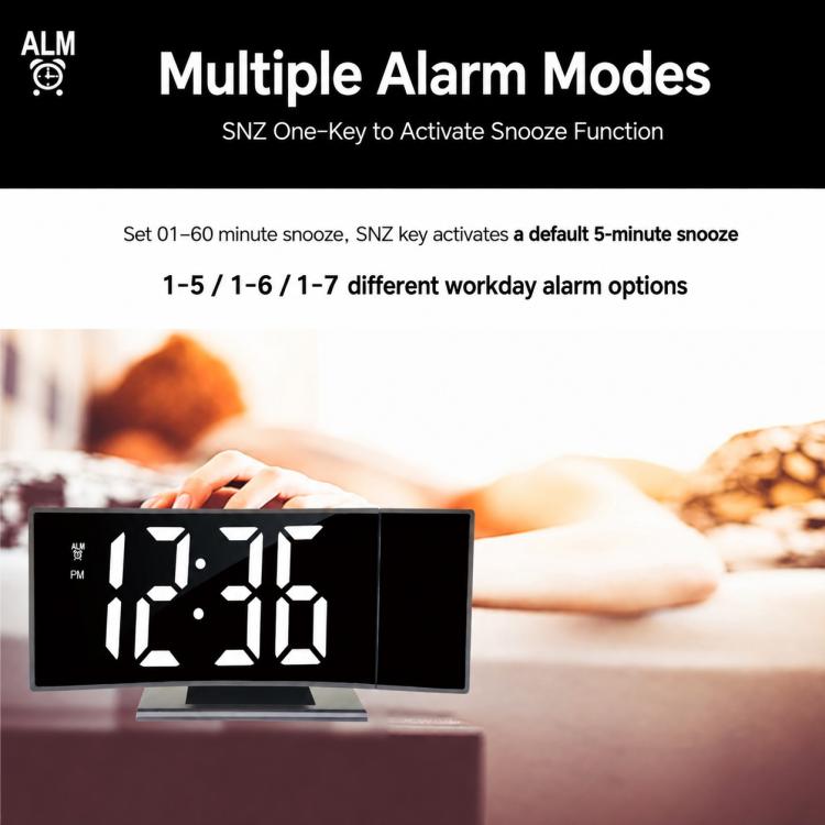 DS-3621LP Multifunctional Alarm Clock, 180 Degree Rotating Projection LED Display Electronic Clock
