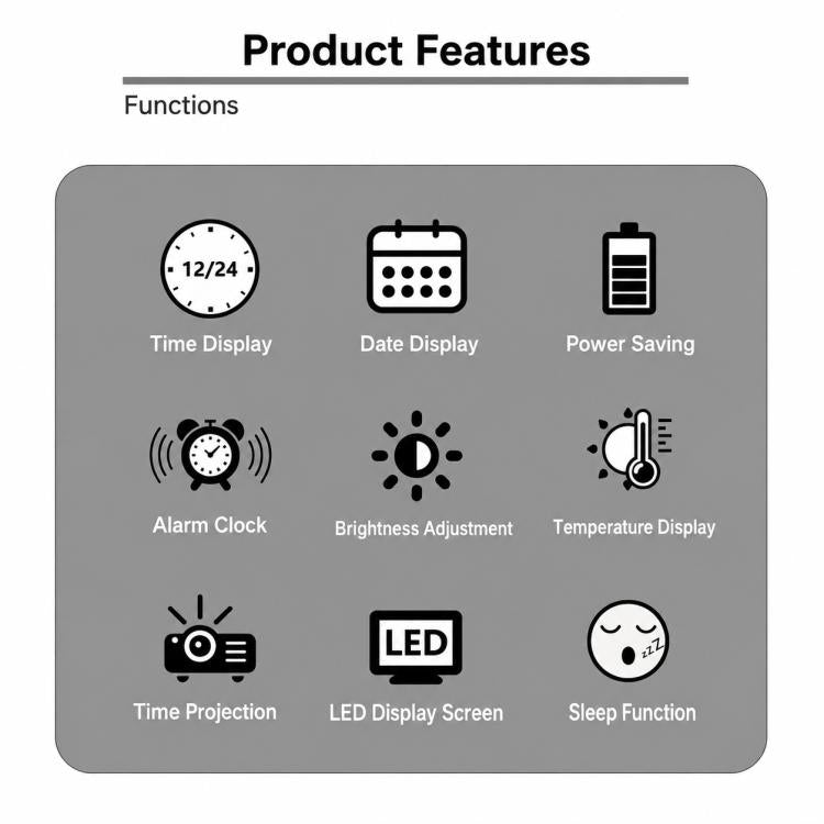 DS-3621LP Multifunctional Alarm Clock, 180 Degree Rotating Projection LED Display Electronic Clock