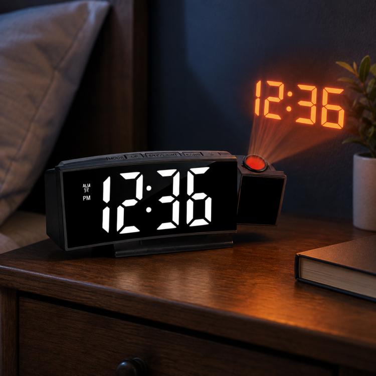 DS-3621LP Multifunctional Alarm Clock, 180 Degree Rotating Projection LED Display Electronic Clock