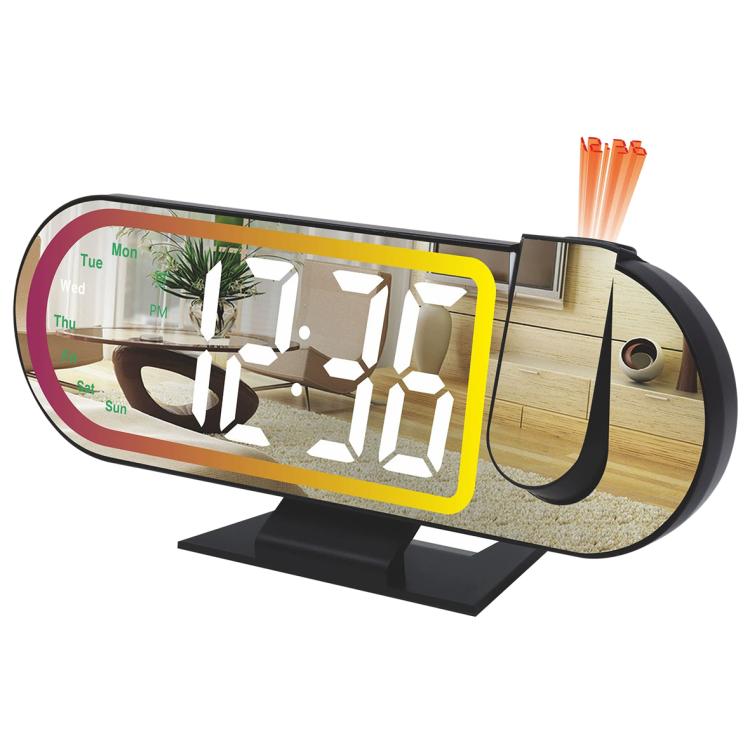DS-3827LP LED Display Electronic Alarm Clock, RGB Ambient Light Mirror Projection Digital Clock