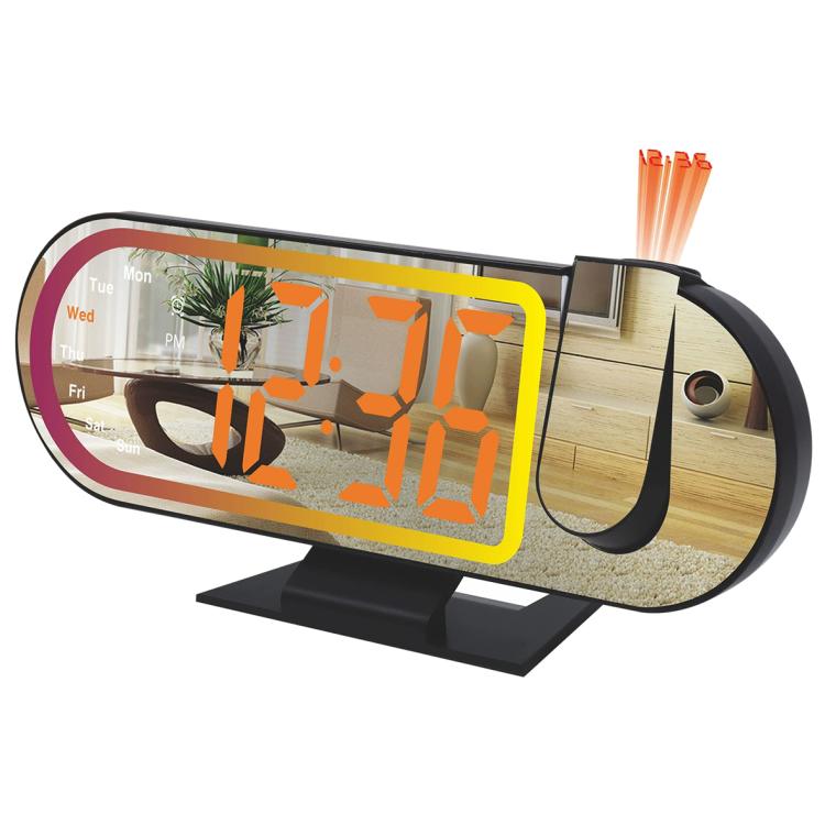 DS-3827LP LED Display Electronic Alarm Clock, RGB Ambient Light Mirror Projection Digital Clock