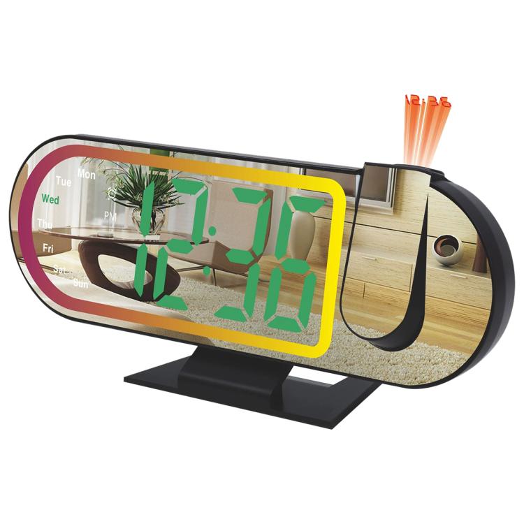 DS-3827LP LED Display Electronic Alarm Clock, RGB Ambient Light Mirror Projection Digital Clock