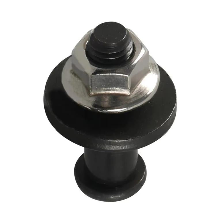 Tailgate lock bolt with black base bushing and silver hex head