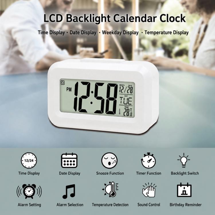 DS-2019 Multifunctional LCD Backlit Calendar Electronic Clock