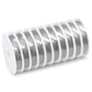 Stainless steel beading wire spool with metallic silver coils on a white plastic roll