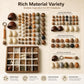 Natural seed and shell bead variety set with organized compartments and hanging charm parts