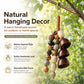 Natural hanging decor with mixed seed beads and dark bell charm on cord