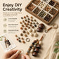 DIY natural bead kit with bell charm, seed beads, cord, and metal ring pieces