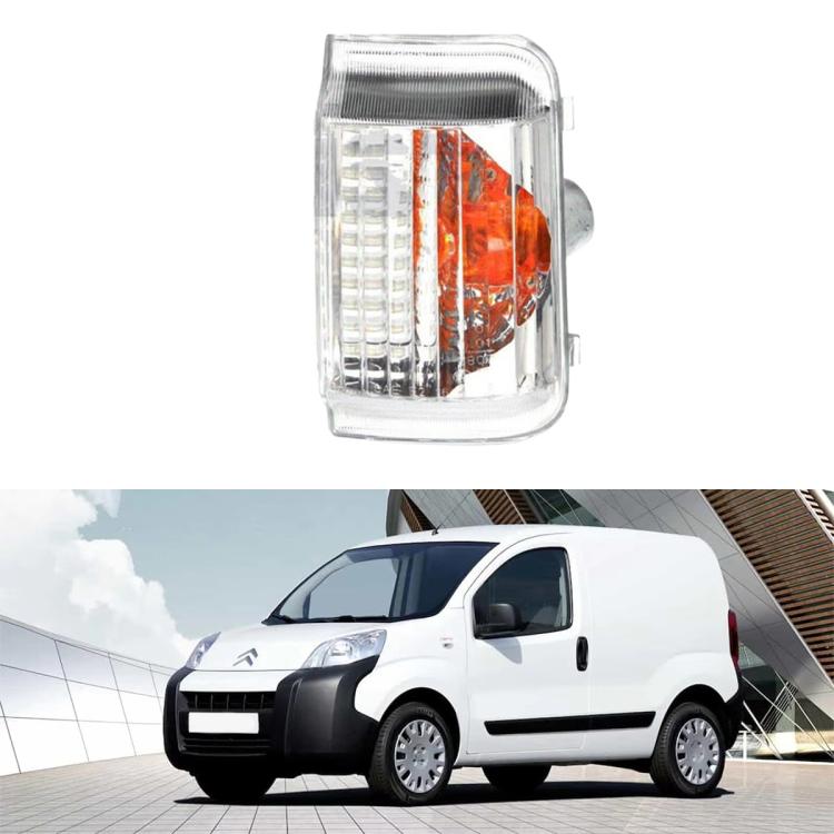 Front turn signal light with clear housing, orange reflector, and LED strip