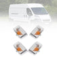 Four turn signal light assemblies with clear lenses and orange reflector LED strips
