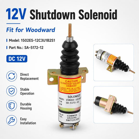 For Woodward Solenoid Valve 12V Engine Shutdown Valve 1502ES-12C3U1B2S1, SA-5172-12, For Woodward 12V