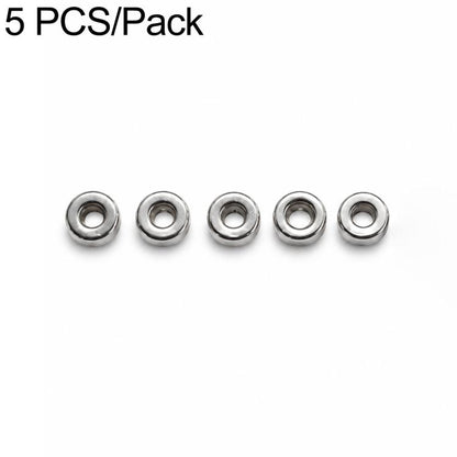 Metal round spacer beads with center hole, 5-pack, silver-tone