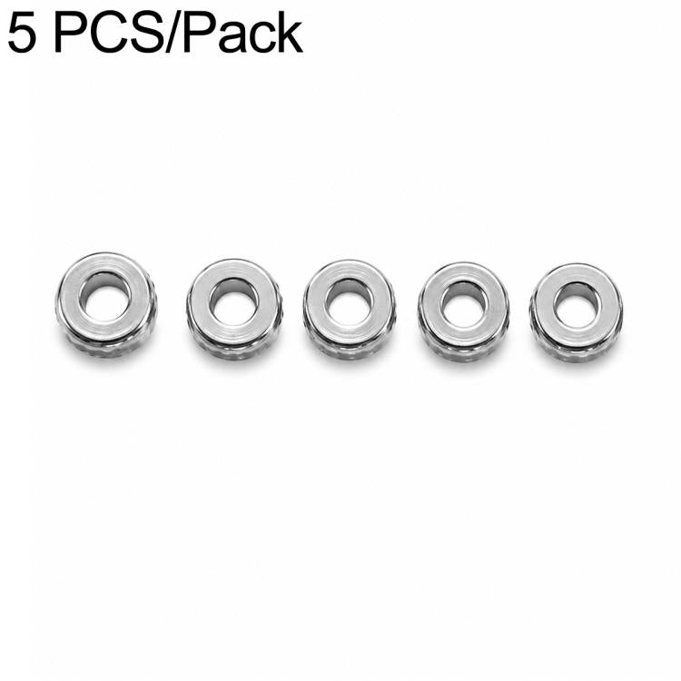 Silver-tone metal round spacer beads with center hole, 5-pack