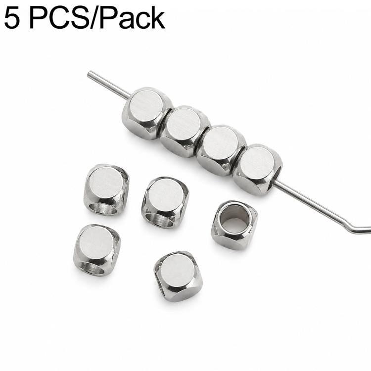 Silver-tone faceted spacer beads with center hole, 5-pack, loose and on pin