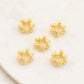 Gold-tone zircon inlaid loop spacer beads, small round beads with raised loop details