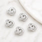 Bright silver-tone heart-shaped zircon inlaid spacer beads with loop center and stones