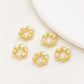 Gold-tone zircon inlaid loop spacer beads, small round beads with gemstone-like accents