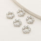 Silver-tone zircon inlaid loop spacer beads, round with sparkling clear stones