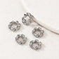 Silver-tone zircon loop spacer beads set, round ring shape with clear rhinestones