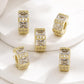 Gold-tone square crystal spacer beads with clear stones and pave accents