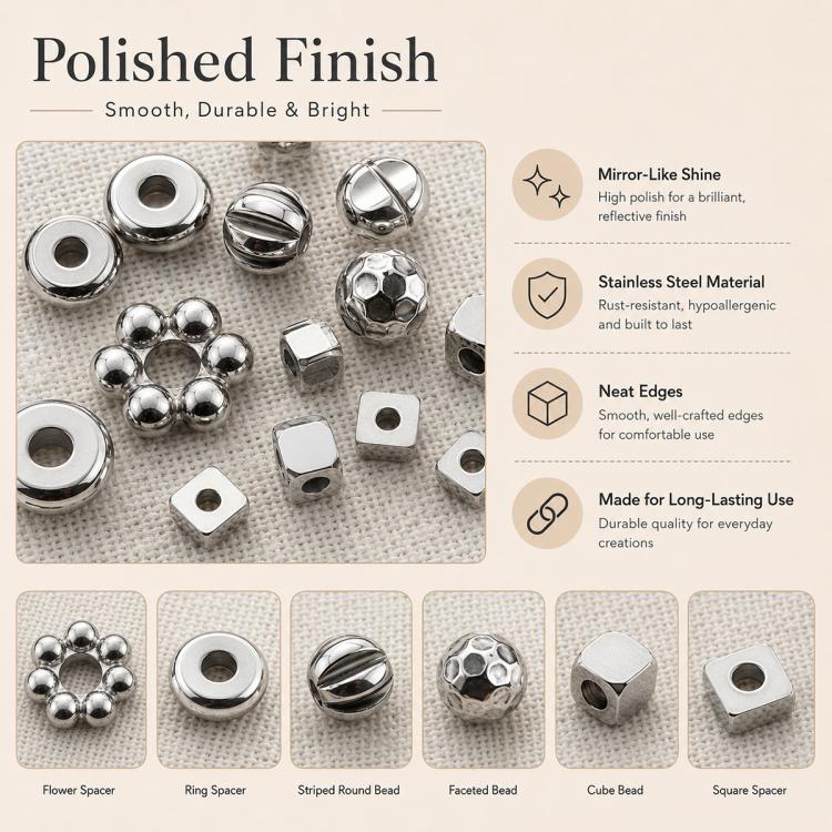 Tarnish-Resistant Titanium Steel Spacers and Beads DIY Accessories for Phone Straps