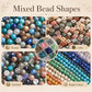Mixed bead shapes set featuring round, faceted, cube beads, and bright color beads