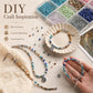 DIY beaded bracelets with multicolor beads and round pendant charms on a bead tray