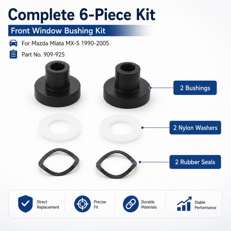 2 PCS/Pack Car Front Window Bushing Kit for Mazda Miata MX-5 1990-2005 909-925