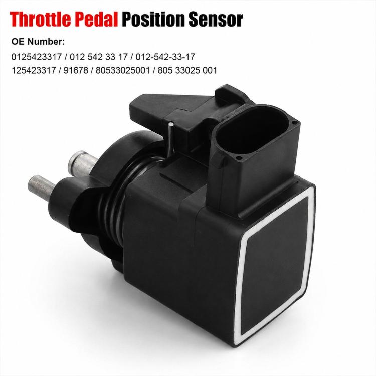 Black throttle pedal position sensor with rectangular connector and mounting pins