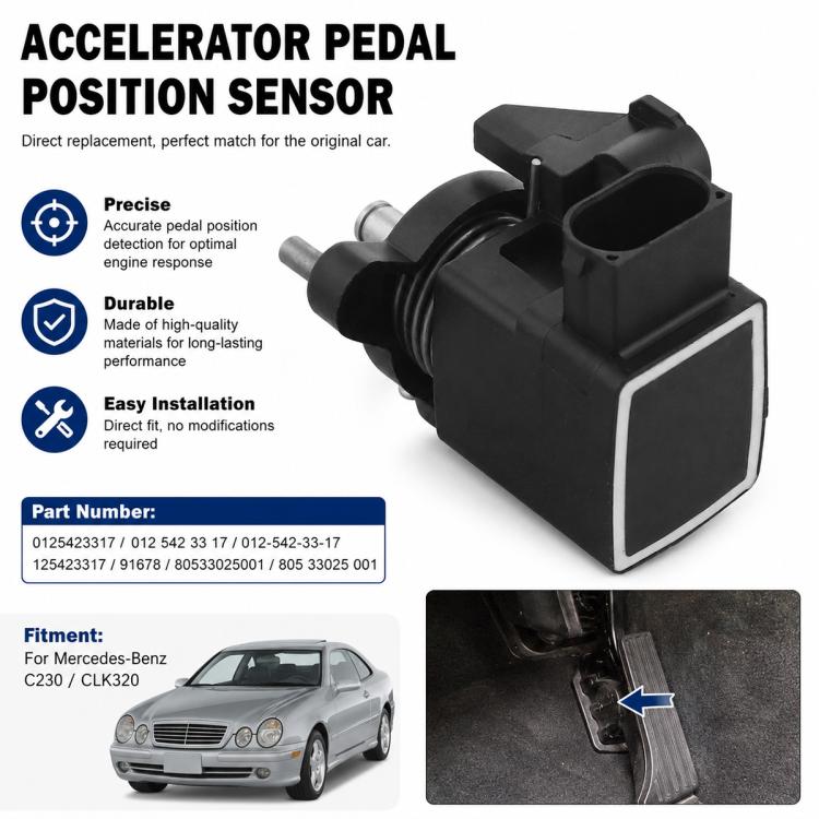 Accelerator pedal position sensor with black housing and rectangular connector