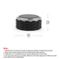 Car control knob, top view with black dial and silver mounting ring on ribbed base