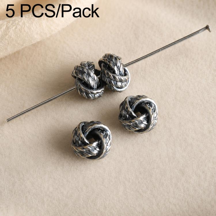 Twisted dark silver bead spacers with textured rope-like ridges, small DIY charm set