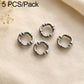 Vintage silver spacer beads set, round twisted texture with open center holes (5 pcs)