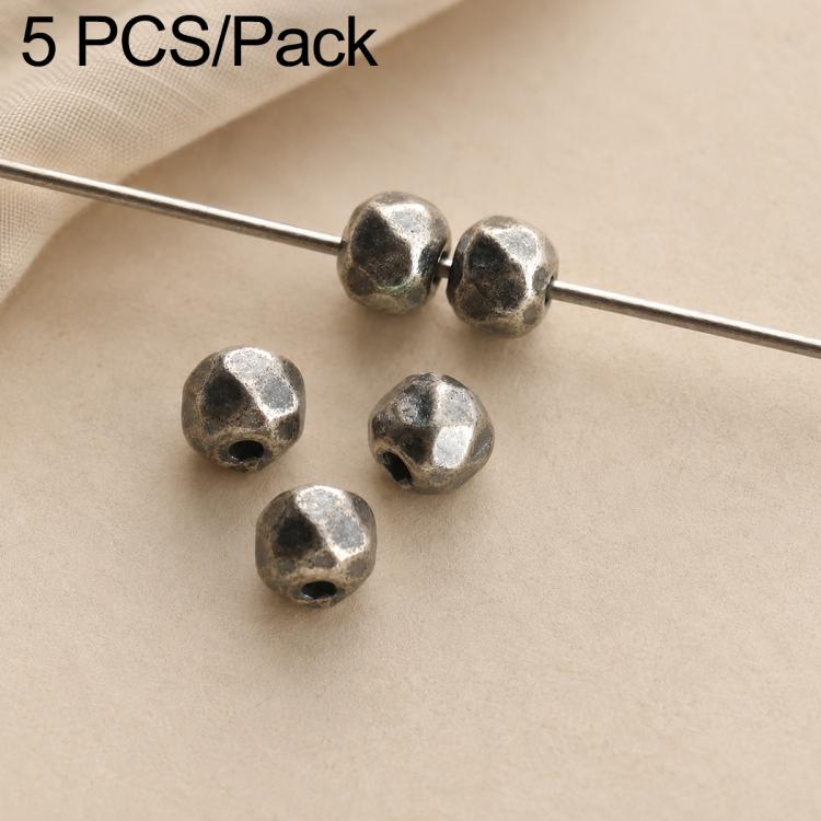 Vintage silver spacer beads set, small round beads with star-like cutouts and holes
