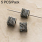Vintage silver spacer beads set, square tube beads with engraved patterns and open holes
