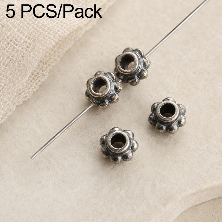 Vintage silver spacer beads set, round spacer beads with textured edges and central holes