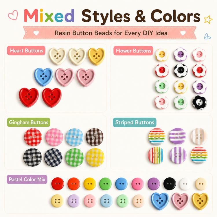 20 PCS/Set Colorful Resin Buttons for DIY Bracelets Accessories