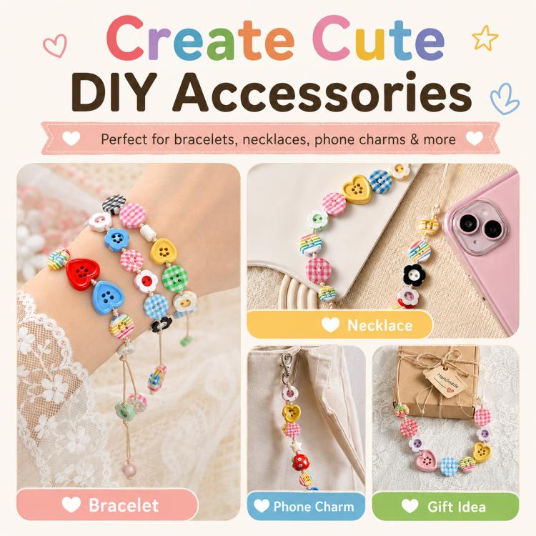 20 PCS/Set Colorful Resin Buttons for DIY Bracelets Accessories