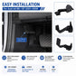 Black hood release handle lever installed on car interior panel, plastic