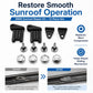 BMW sunroof repair kit 12-piece set: black components with chrome rivets and caps