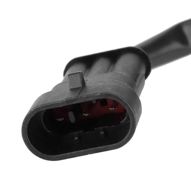 Fuel water sensor connector plug with visible internal contacts and black housing
