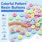 1.5cm Colorful Polka-dot and Striped Patterns Round Resin Buttons, 50 Pieces/Pack, Round