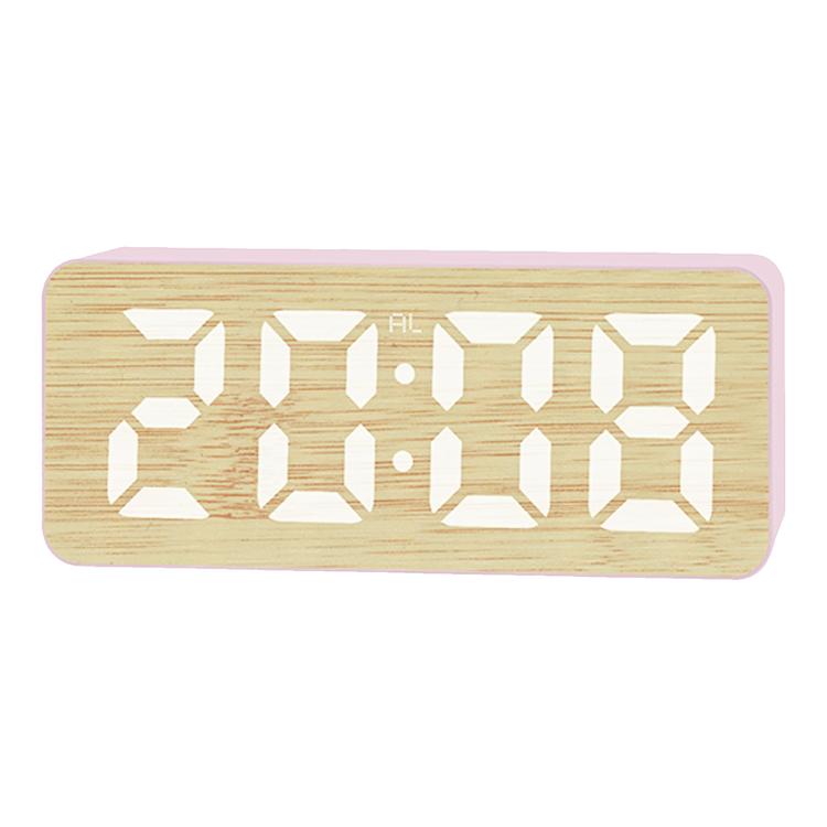 DS-5821L Multifunctional Bamboo Texture Smart LED Digital Display Electronic Alarm Clock