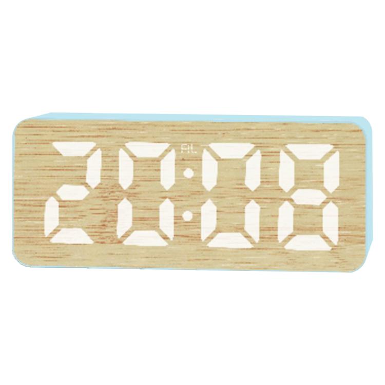 DS-5821L Multifunctional Bamboo Texture Smart LED Digital Display Electronic Alarm Clock