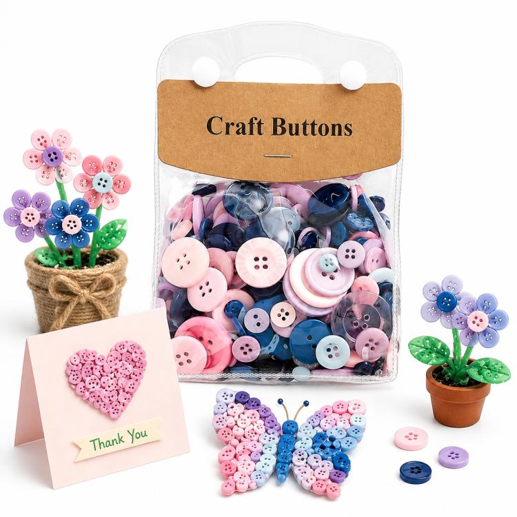 175g/Pack Mixed Sizes Colorful Round Resin Buttons DIY Craft Kit, 250-400 Pieces/Pack