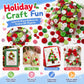 Holiday craft buttons kit with mixed round resin buttons and red-green wired bundle