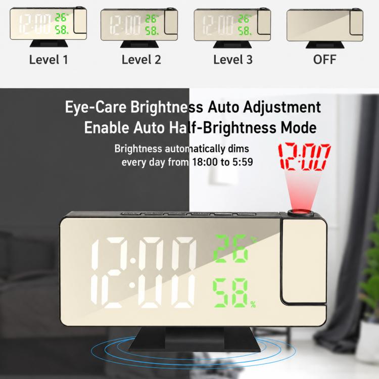 DS-3718LW Multifunctional Creative LED Screen Projection Display Electronic Clock