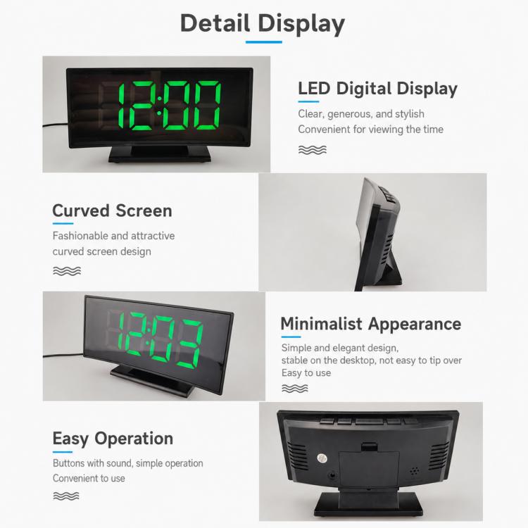 DS-3621L-2 Multifunctional LED Curved Screen Display Electronic Digital Clock