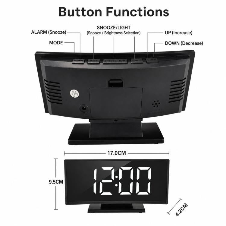 DS-3621L-2 Multifunctional LED Curved Screen Display Electronic Digital Clock