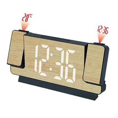 DS-5822LP Creative Bamboo Texture LED Screen Dual Projection Display Electronic Digital Clock